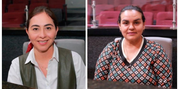 Andrea Naranjo y Myriam Gudiño, presidenta y vicepresidenta de la Mesa Directiva del Congreso para el mes de noviembre