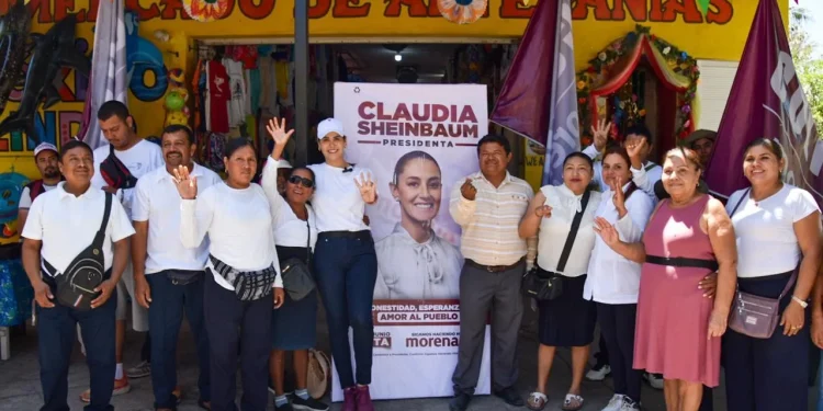 Rosi Bayardo visita comerciantes de Mercadosy Recibe Apoyo para Candidatos de la 4T