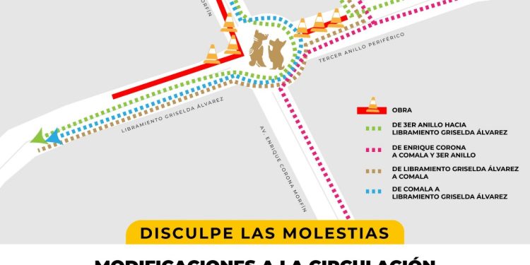 Cambio de tránsito en la ‘Glorieta de los Perritos’ inicia este martes; se reitera a conducir con precaución para evitar accidentes