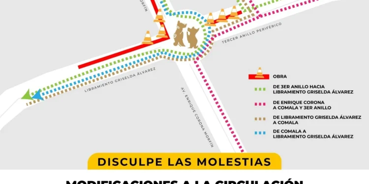 Cambio de tránsito en la ‘Glorieta de los Perritos’ inicia este martes; se reitera a conducir con precaución para evitar accidentes