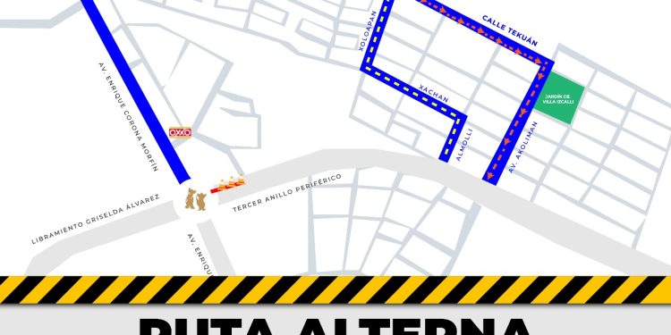 Habilitan vía alterna de Comala a La Villa, por trabajos en la ‘Glorieta de Los Perritos’
