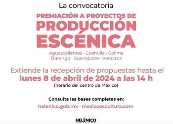 Amplían plazo para la convocatoria ‘Premiación de Proyectos de Producción Escénica’