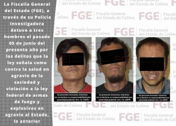 Fiscalia General del Estado de Colima detiene a 3 hombres con armas largas y cargadores