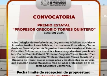Este viernes 14 de junio, plazo para inscribir propuestas merecedoras al Premio “Prof. Gregorio Torres Quintero”