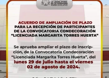 Este viernes 02 de agosto, último día para inscribir litigantes merecedores a la Condecoración “Licenciada Margarita Torres Huerta”