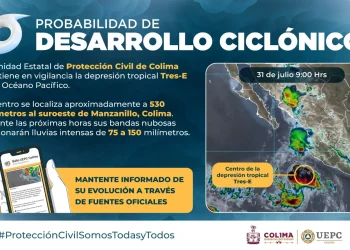 UEPC Colima en alerta: se formó la Depresión Tropical Tres-E y su centro está al suroeste de Manzanillo