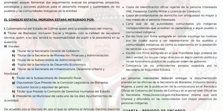Sigue abierta convocatoria para formar parte del Consejo Estatal Indígena en Colima