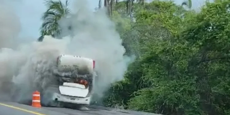 UEPC reporta incendio de autobús en autopista Colima-Manzanillo; no hay personas lesionadas