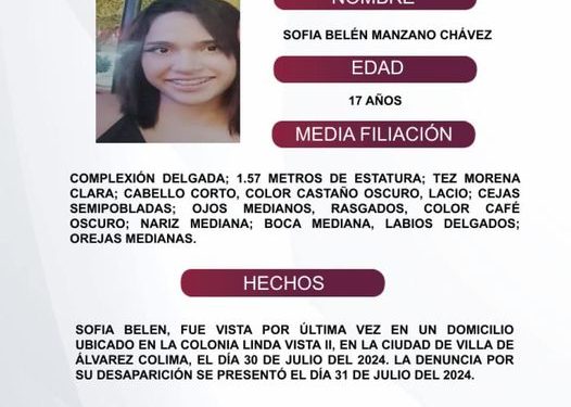 El Protocolo Estatal Alerta Alba, solicita su apoyo y colaboración para difundir los datos de esta persona que no ha sido localizada. FGE