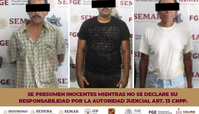 En hechos distintos, tres masculinos fueron detenidos en el municipio de Colima FGE