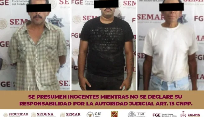 En hechos distintos, tres masculinos fueron detenidos en el municipio de Colima FGE