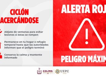 Estado de Colima se mantiene en alerta roja, que es peligro máximo
