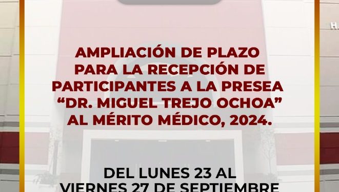 Se amplía hasta el 27 de septiembre el plazo para inscribir propuestas al Premio al Mérito Médico