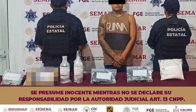 Policía Estatal y Semar detienen a masculino por presunto robo a mano armada en Colima FGE