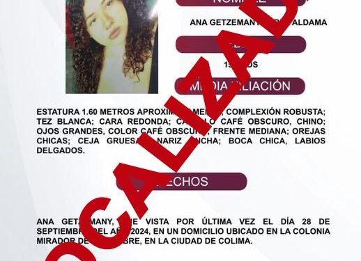 Ana ya fue localizada. FGE