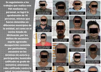 18 hombres son detenidos mediante órdenes de aprehensión FGE