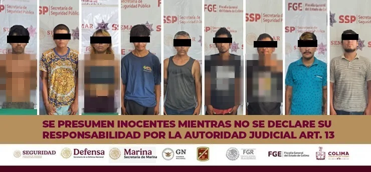 Policía Estatal y Marina detienen en Tecomán a 9 personas por delitos contra la salud
