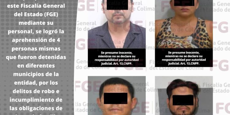 4 personas fueron detenidas por diversos delitos FGE