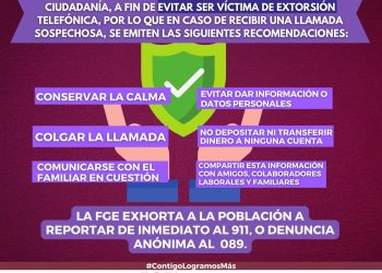 FGE advierte a la población sobre extorsiones