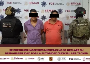 Policía Estatal de Colima y Marina detienen a dos sujetos por posesión de hidrocarburos, en el municipio de Colima FGE