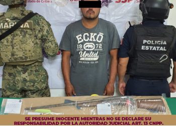 Policía Estatal de Colima y Marina detienen a presunto responsable de violación a la Ley Federal de Armas de Fuego y Explosivos FGE