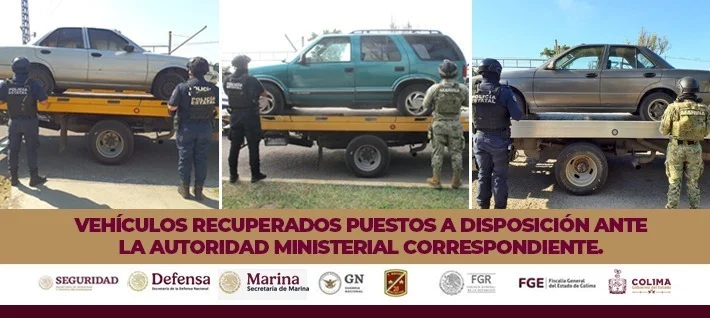Policía Estatal recupera 3 vehículos robados en Colima FGE