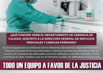 ¿Que función tiene el departamento de gerencia de calidad, adscrito a la dirección general de servicios periciales y ciencias forenses? FGE