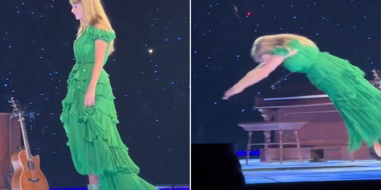 “Taylor Swift” sorprende a los asistentes al concierto al saltar del escenario durante su Tour Eras: ‘Queen of Swimming’