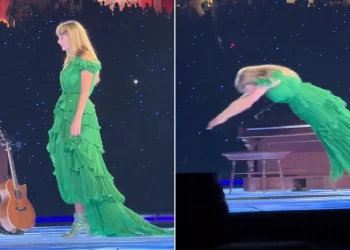 “Taylor Swift” sorprende a los asistentes al concierto al saltar del escenario durante su Tour Eras: ‘Queen of Swimming’