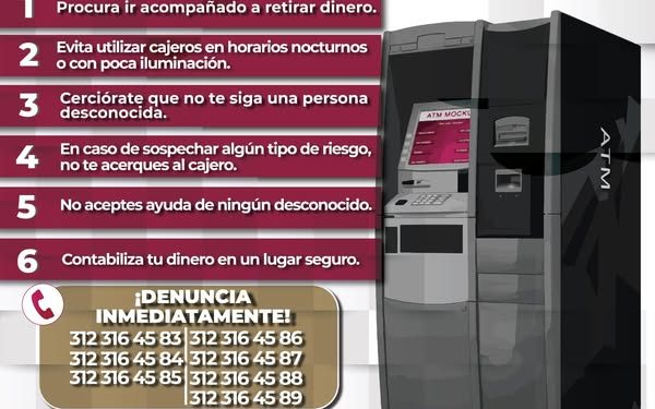 Toma en cuenta las siguientes medidas para el uso de cajeros automáticos FGE