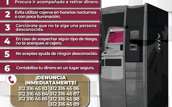 Toma en cuenta las siguientes medidas para el uso de cajeros automáticos FGE