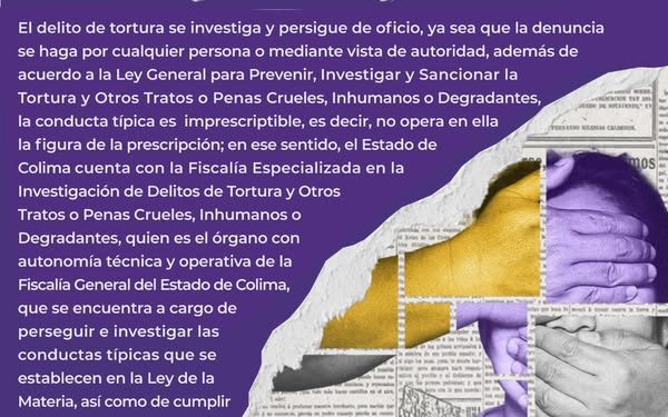 SABÍAS QUE… El delito de tortura se investiga y persigue de oficio FGE