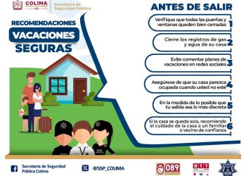 SSP Colima recomienda prácticas seguras para proteger la casa al salir de vacaciones