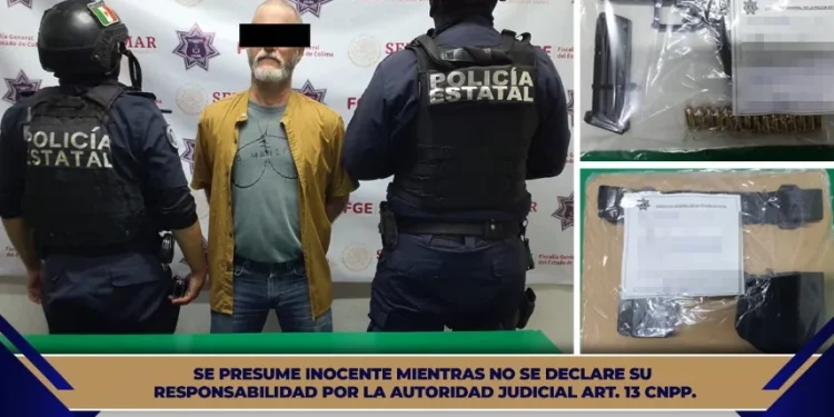 Detiene Policía Estatal de Colima a sujeto con arma de fuego, cargadores y cartuchos