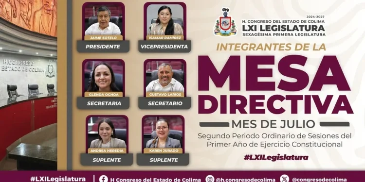 H Congreso del Estado de Colima. Integrantes de la mesa directiva del mes de julio