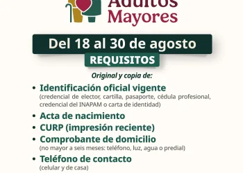 Del 18 al 30 de agosto se llevará a cabo el proceso de incorporación a la Pensión para el Bienestar de las Personas Adultas Mayores.