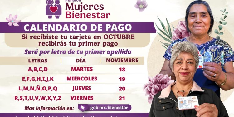 GOBIERNO DE MÉXICO: DEL 18 AL 21 DE NOVIEMBRE INICIA PAGO A NUEVAS BENEFICIARIAS DE LA PENSIÓN MUJERES BIENESTAR