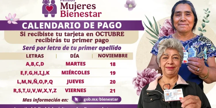 GOBIERNO DE MÉXICO: DEL 18 AL 21 DE NOVIEMBRE INICIA PAGO A NUEVAS BENEFICIARIAS DE LA PENSIÓN MUJERES BIENESTAR