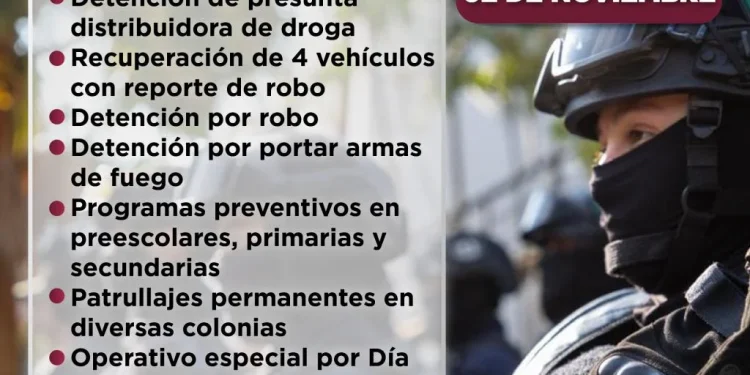 Recuperación de vehículos y detenciones por robo, posesión de armas y distribución de droga: resultados de la semana de Seguridad Pública en Manzanillo