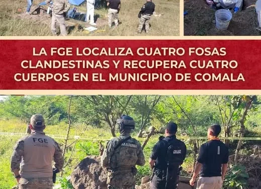 La FGE localiza cuatro fosas clandestinas y recupera cuatro cuerpos en el municipio de Comala FGE