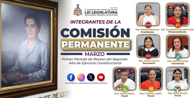 H Congreso del Estado de Colima | Integrantes de la comisión permanente de Marzo