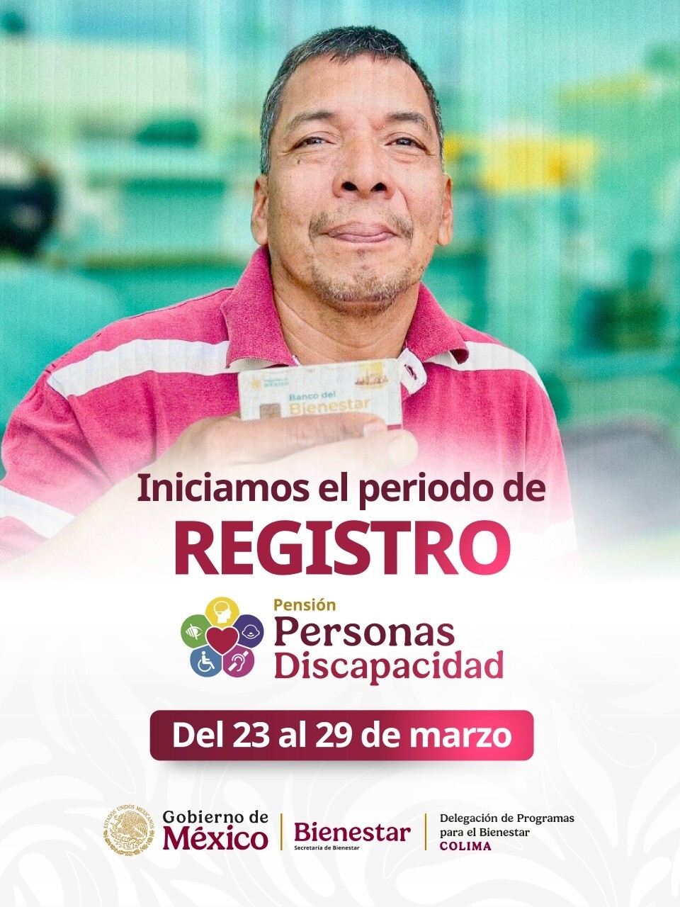 Hoy inicia el registro a la Pensión para Personas con Discapacidad.