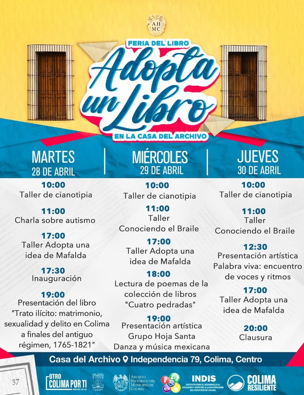 ¡Únete a la Feria del Libro “Adopta un libro” en Casa del Archivo!
