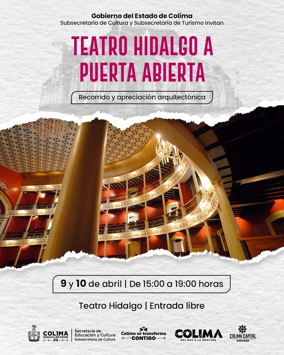 Cultura Colima ofrece recorridos de apreciación arquitectónica y visitas guiadas al Teatro Hidalgo