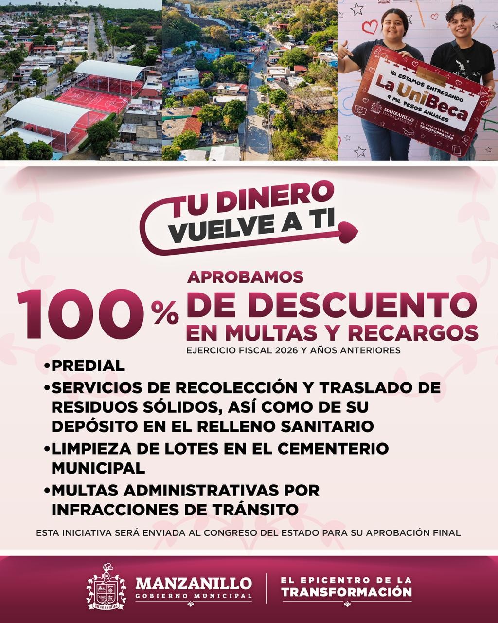 Gobierno de Rosi Bayardo aprueba 100% de descuento en multas y recargos del predial y otros impuestos