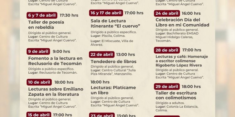 Cultura Colima celebra el Día Mundial del Libro con un mes de actividades y talleres literarios