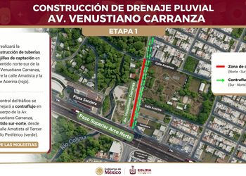 Seidum Colima informa ajustes a la circulación en avenida Venustiano Carranza a partir de este martes