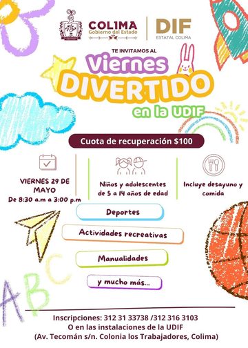 Están abiertas las inscripciones para el ‘Viernes Divertido en la UDIF’ el 29 de mayo