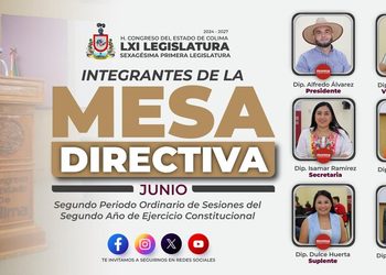 Te compartimos la conformación de la Mesa Directiva que llevará las labores legislativas en este mes de junio.