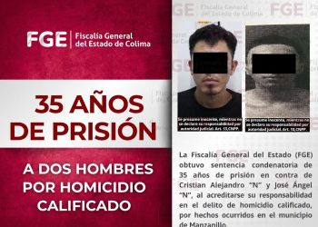 FGE. 35 años de prisión a dos hombres por homicidio calificado